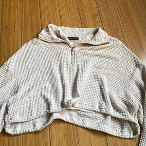 Cream waffle quarter zip